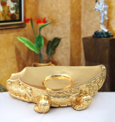 厂家直销树脂工艺品鳄鱼果盘 融合艺术与实用的高档家居饰品